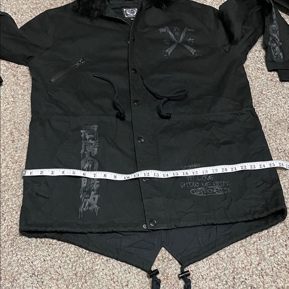 Killerstar unisex Black faux fur trimmed Hooded Jacket with toggle waist - new - Picture 7 of 16